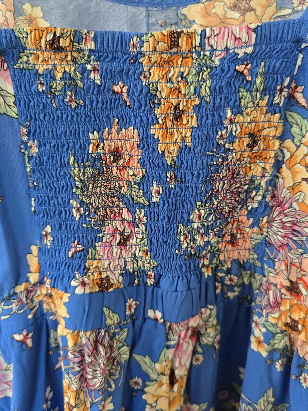 Blue Floral Button-Front Romper Size M Excellent Condition